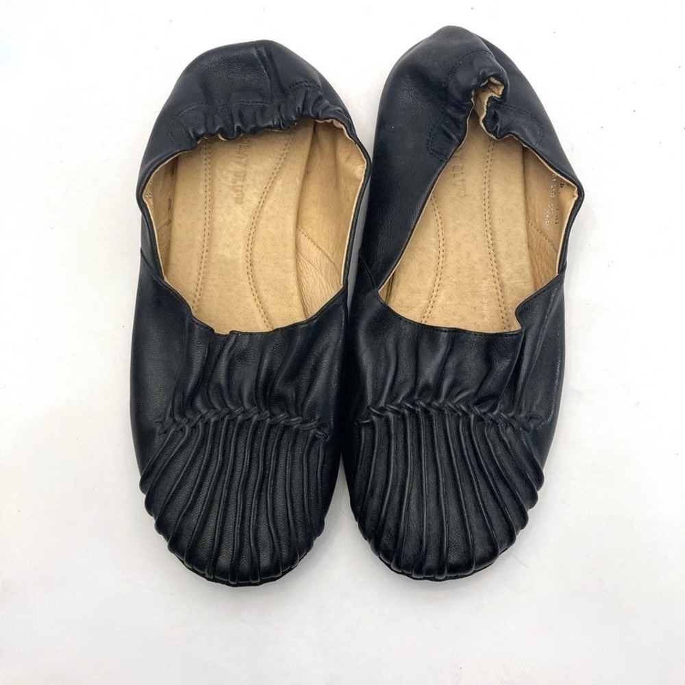 Chocolate Blu CAM2 Ballet Flats Black Pleated Leather Womens 8 Soft Shoes